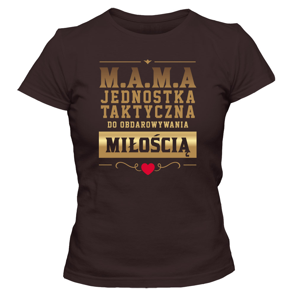 Koszulka damska MAMA Jednostka taktyczna, czekoladowa