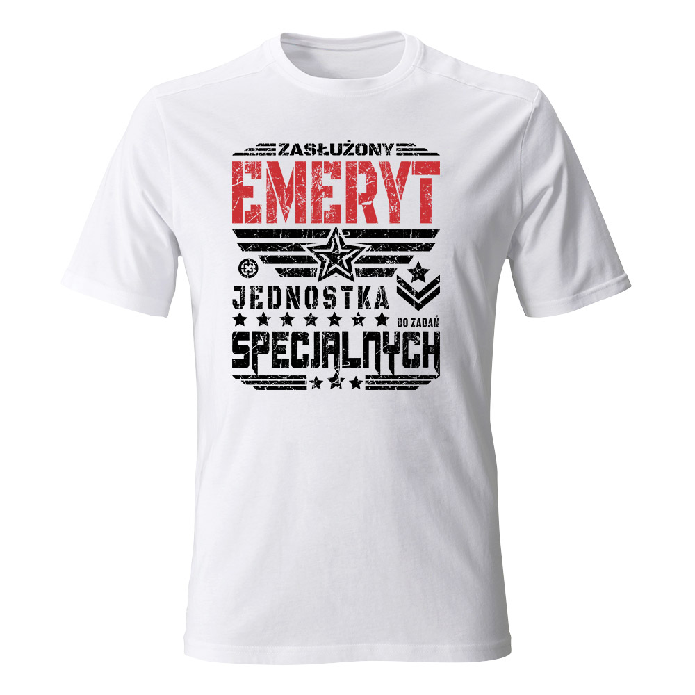Koszulka męska Emeryt Jednostka do zadań specjalnych, biała