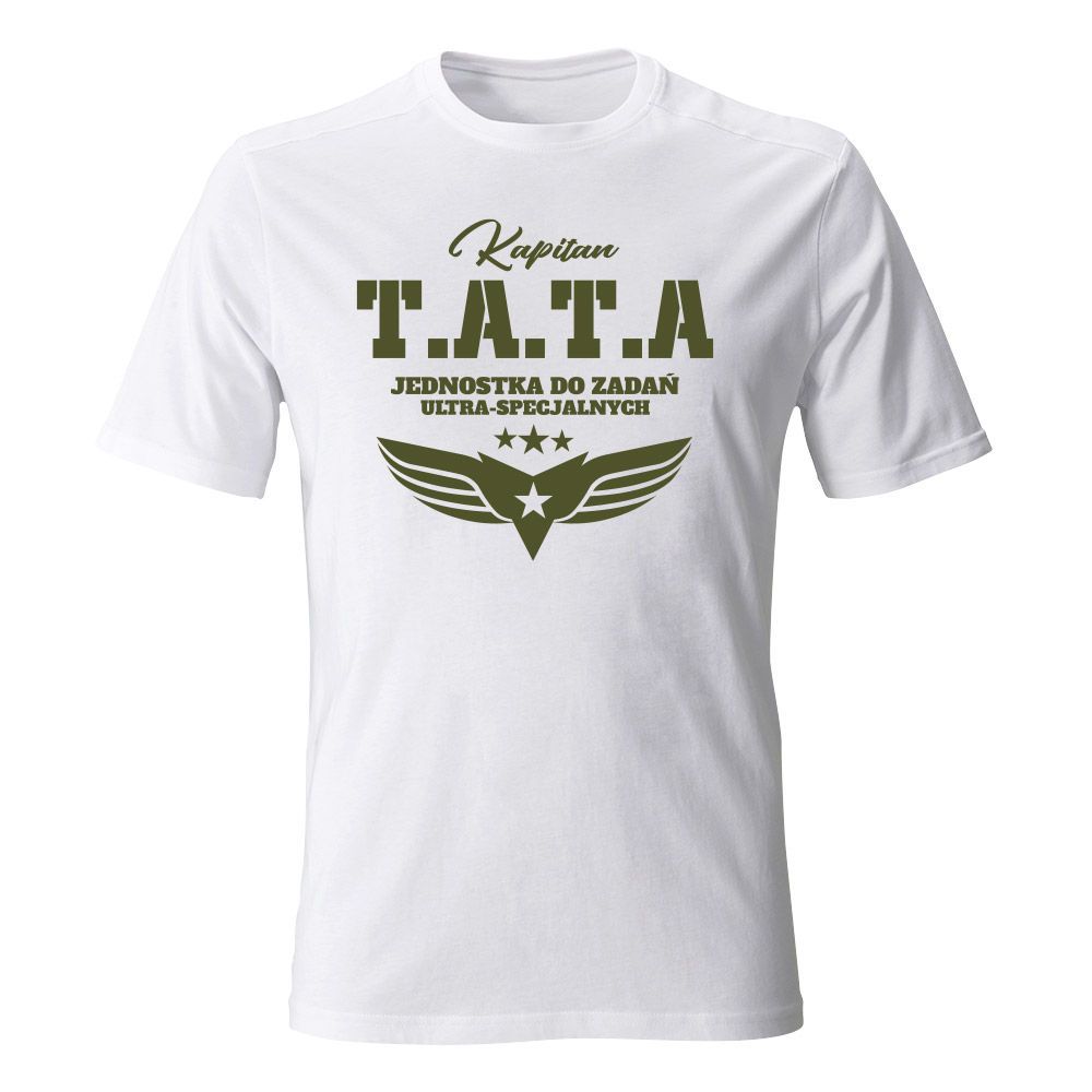 Koszulka męska TATA Jednostka do zadań specjalnych, biała