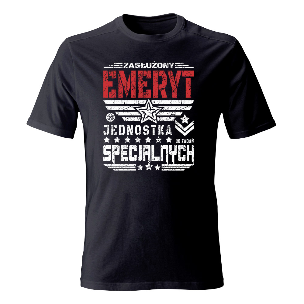 Koszulka męska Emeryt Jednostka do zadań specjalnych, czarna