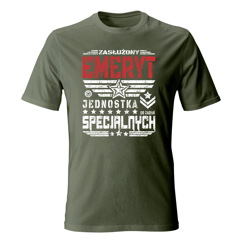 Koszulka męska Emeryt Jednostka do zadań specjalnych, khaki