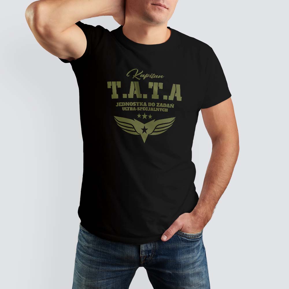 Koszulka męska TATA Jednostka do zadań specjalnych, czarna