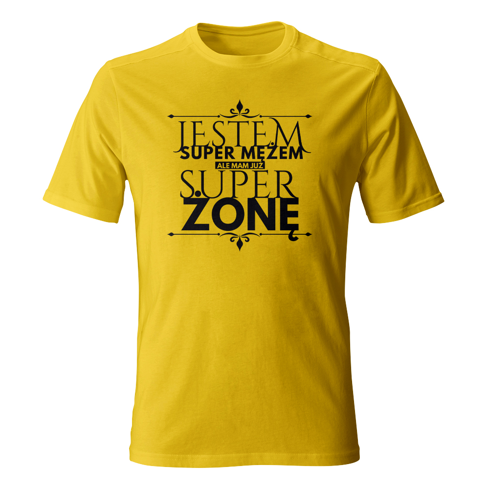 Koszulka męska Super mąż, super żona, żółta
