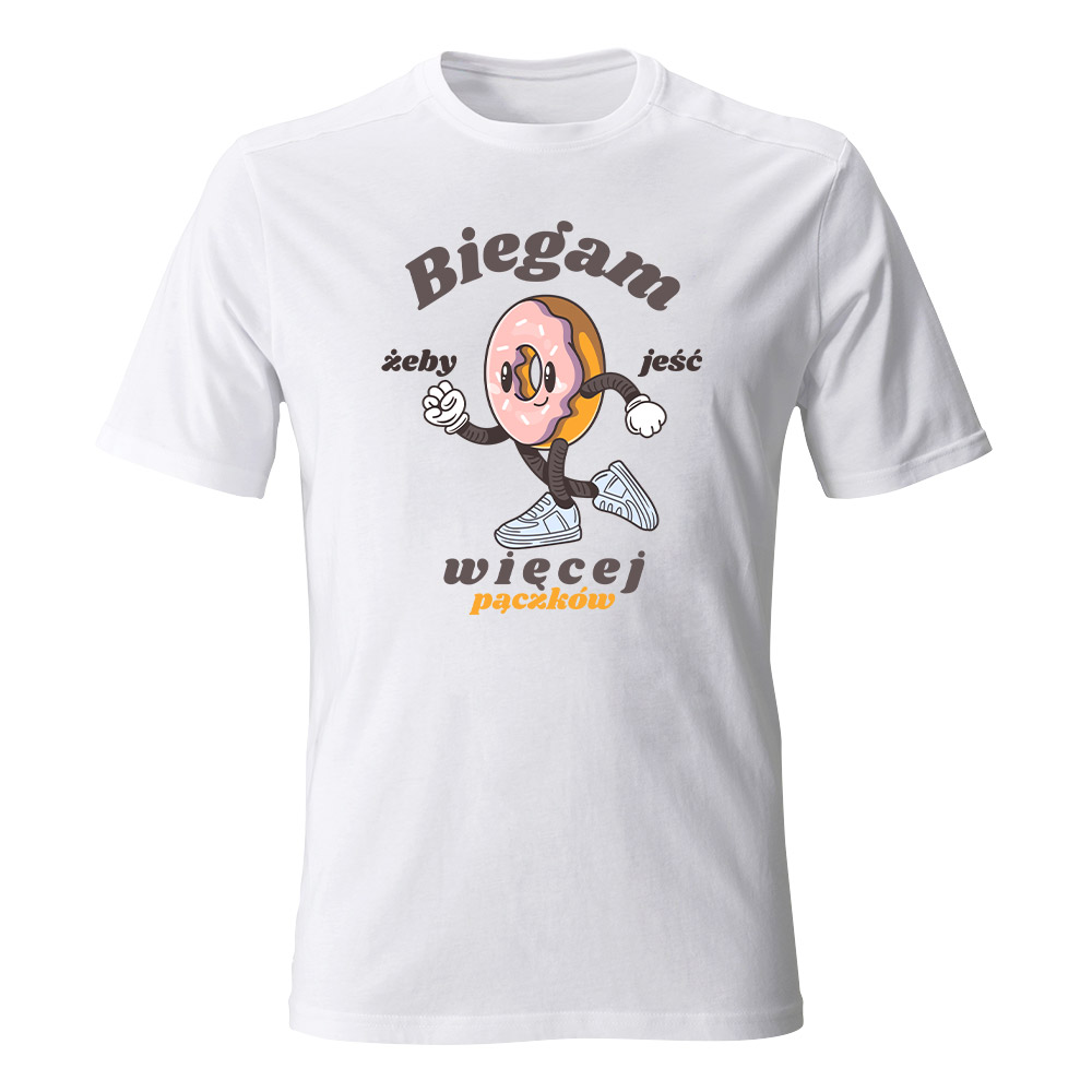 Koszulka męska BIEGAM, ŻEBY JEŚĆ WIĘCEJ PĄCZKÓW