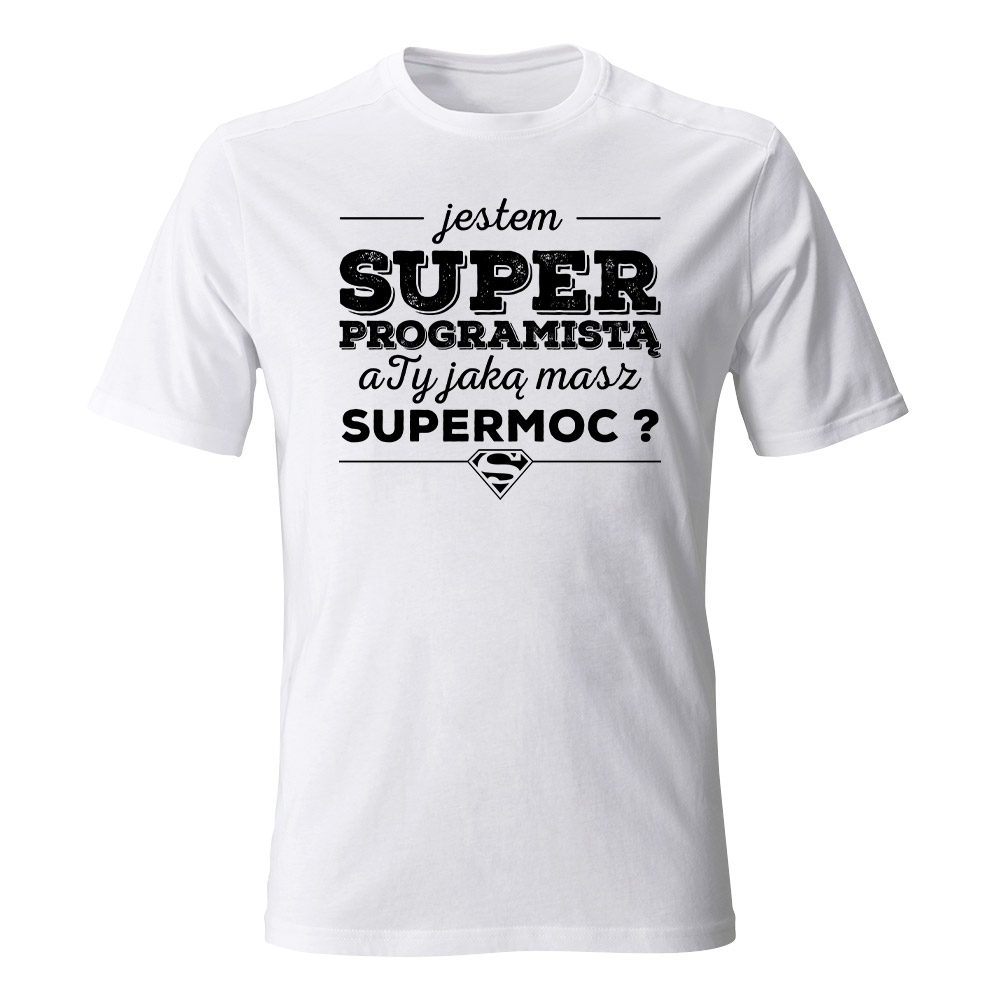Koszulka męska Jestem super programistą, kolor biały