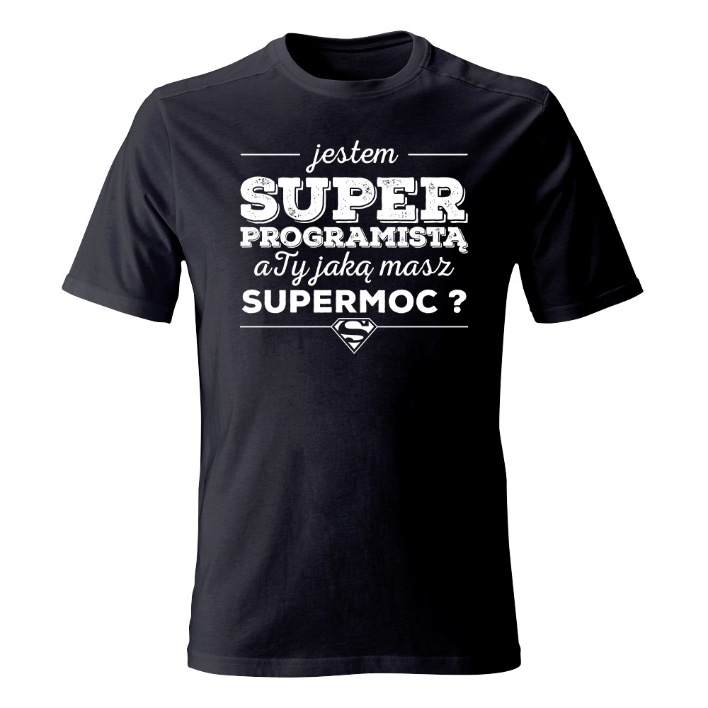Koszulka męska Jestem super programistą, kolor czarny