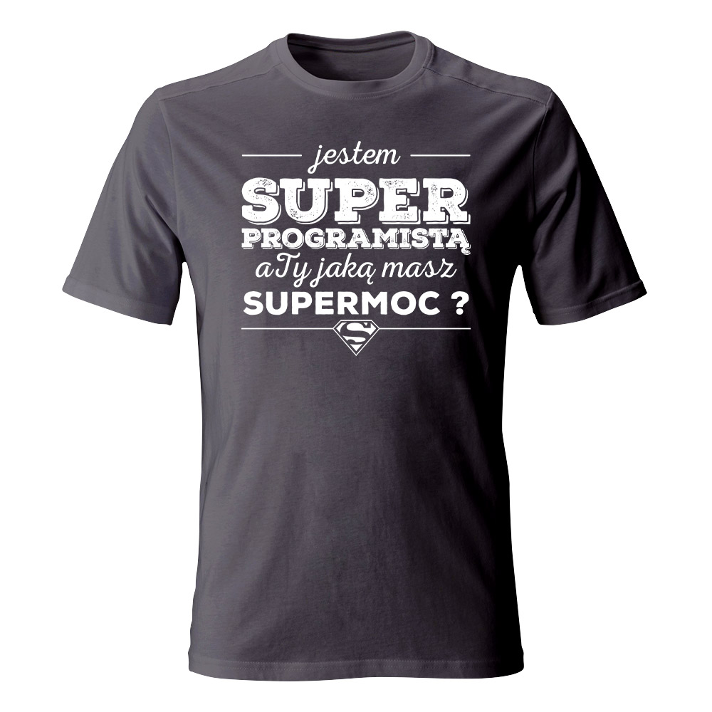 Koszulka męska Jestem super programistą, kolor grafitowy