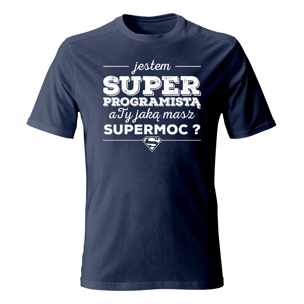 Koszulka męska Jestem super programistą, kolor granatowy