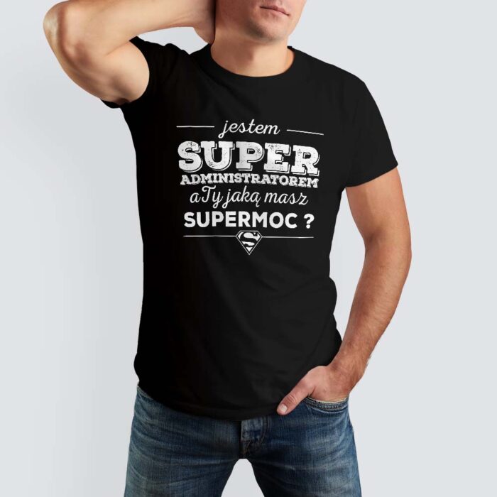 Koszulka męska Jestem super administratorem, kolor biały