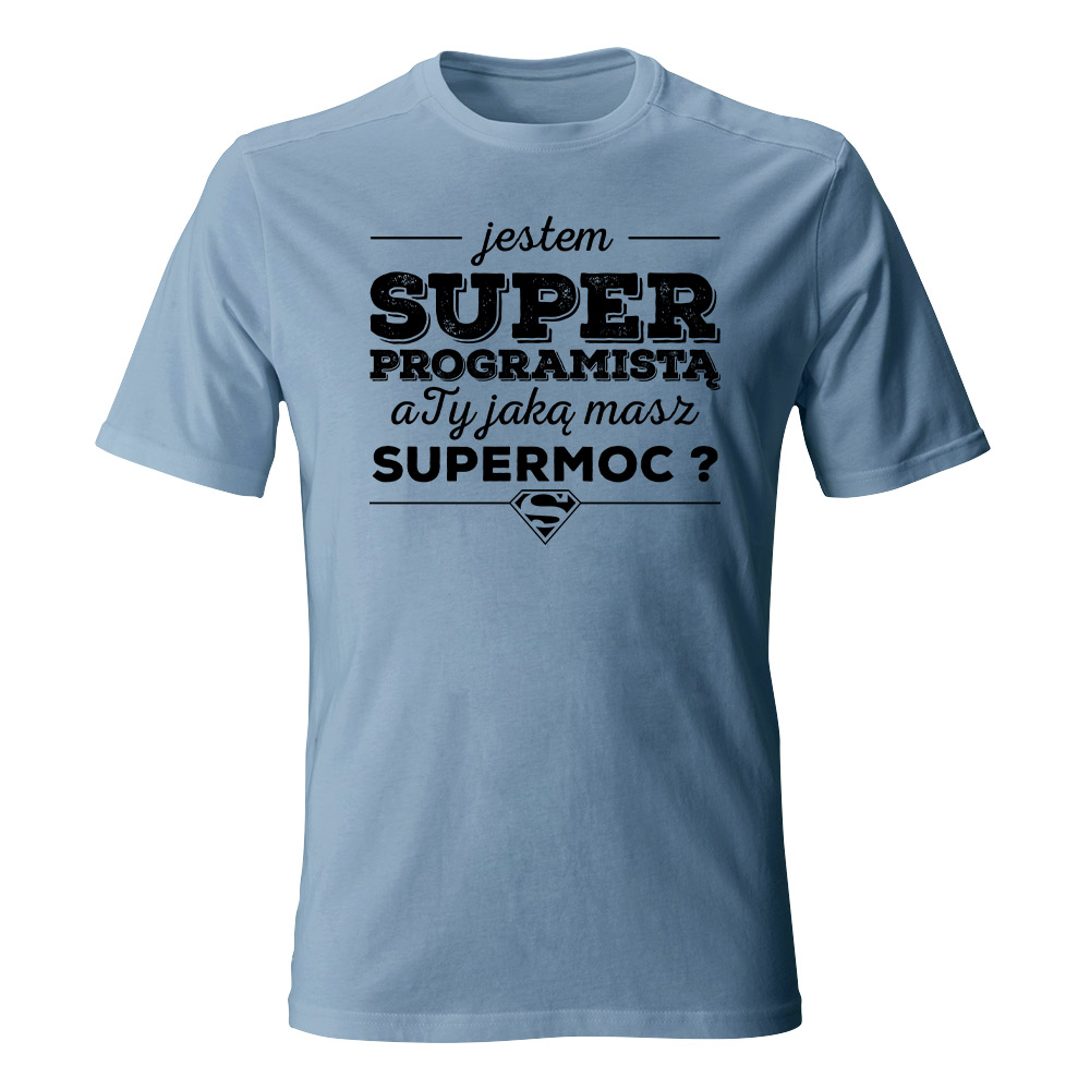 Koszulka męska Jestem super programistą, kolor niebieski jasny
