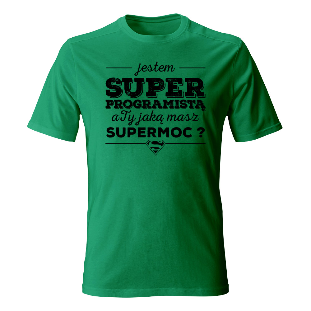 Koszulka męska Jestem super programistą, kolor zielony