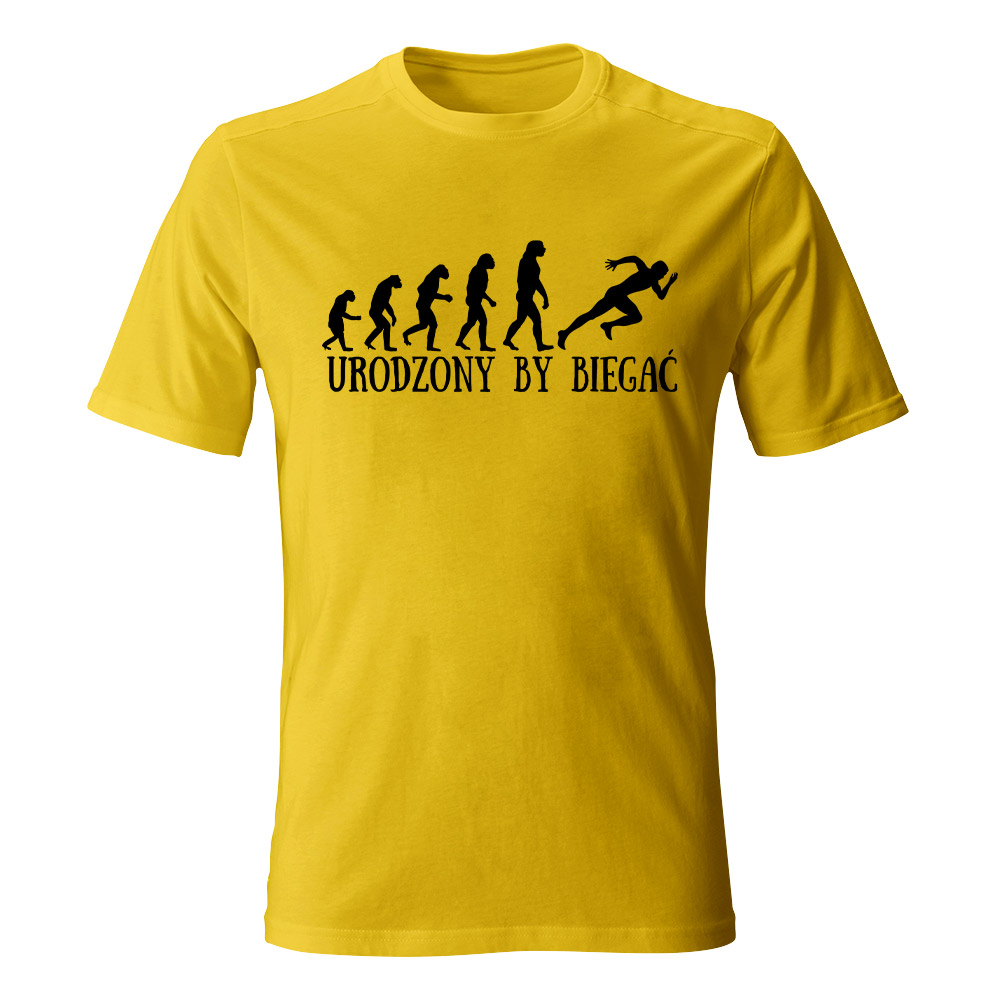 Koszulka męska Urodzony by biegać, kolor żółty