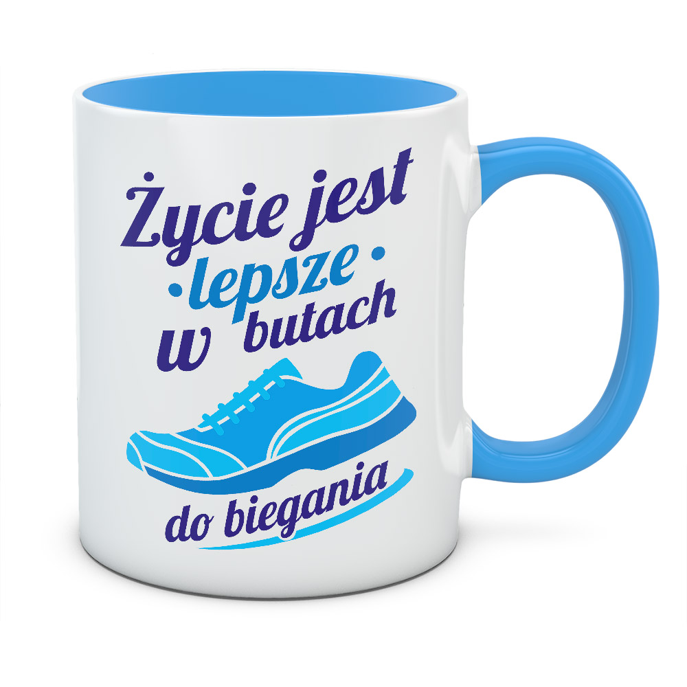 Kubek ŻYCIE JEST LEPSZE W BUTACH DO BIEGANIA