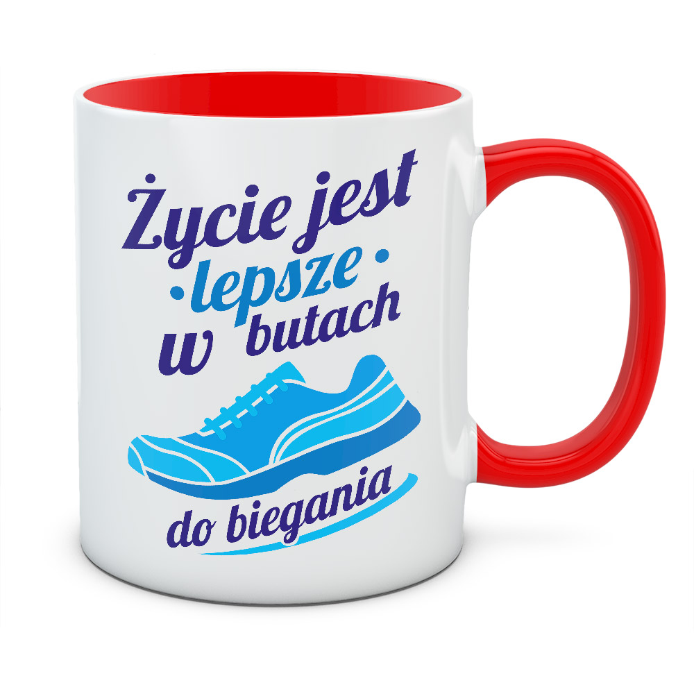 Kubek ŻYCIE JEST LEPSZE W BUTACH DO BIEGANIA