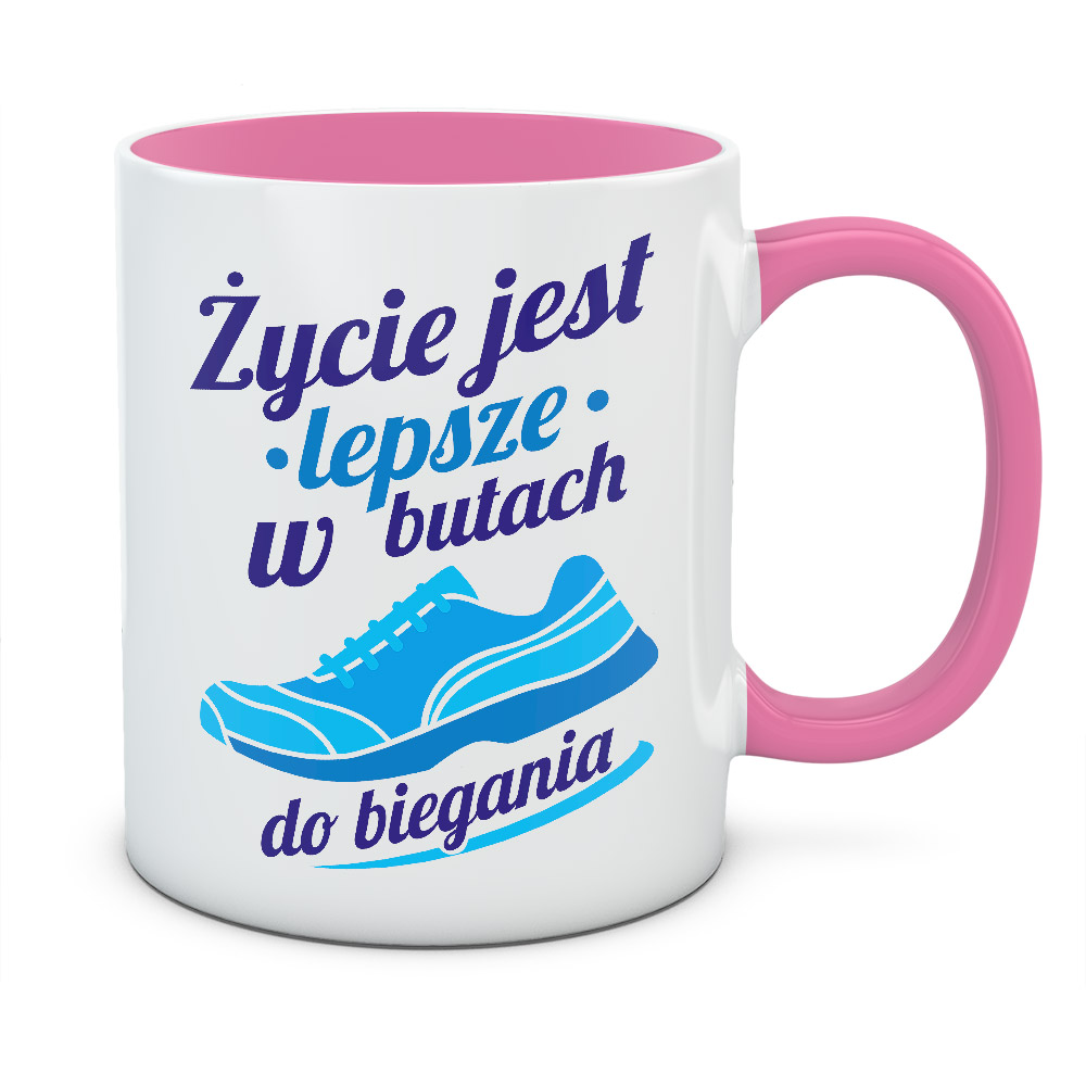 Kubek ŻYCIE JEST LEPSZE W BUTACH DO BIEGANIA