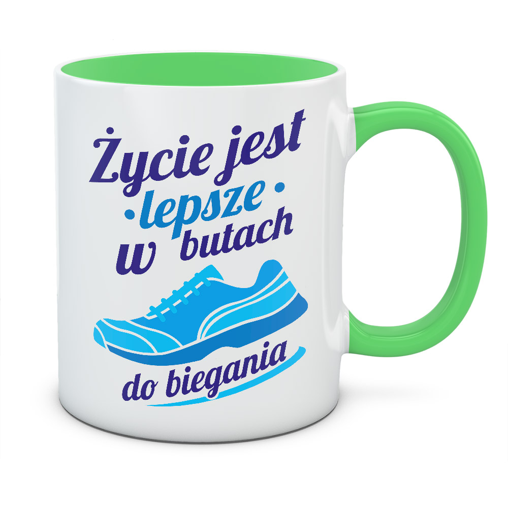 Kubek ŻYCIE JEST LEPSZE W BUTACH DO BIEGANIA