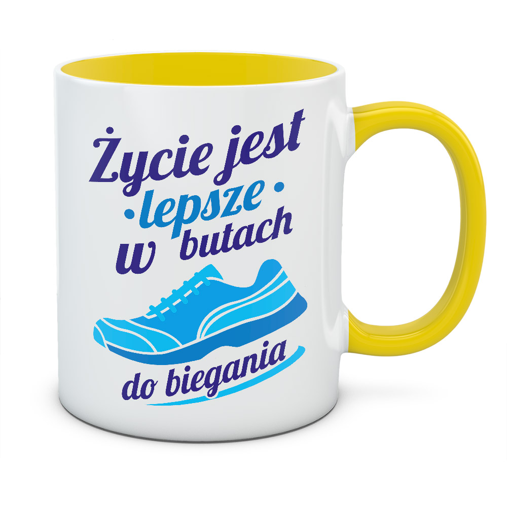 Kubek ŻYCIE JEST LEPSZE W BUTACH DO BIEGANIA