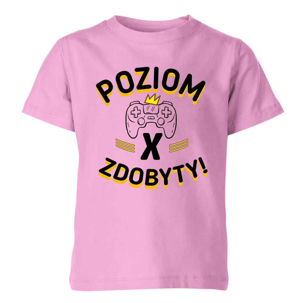 Koszulka dziecięca Poziom zdobyty, kolor różowy