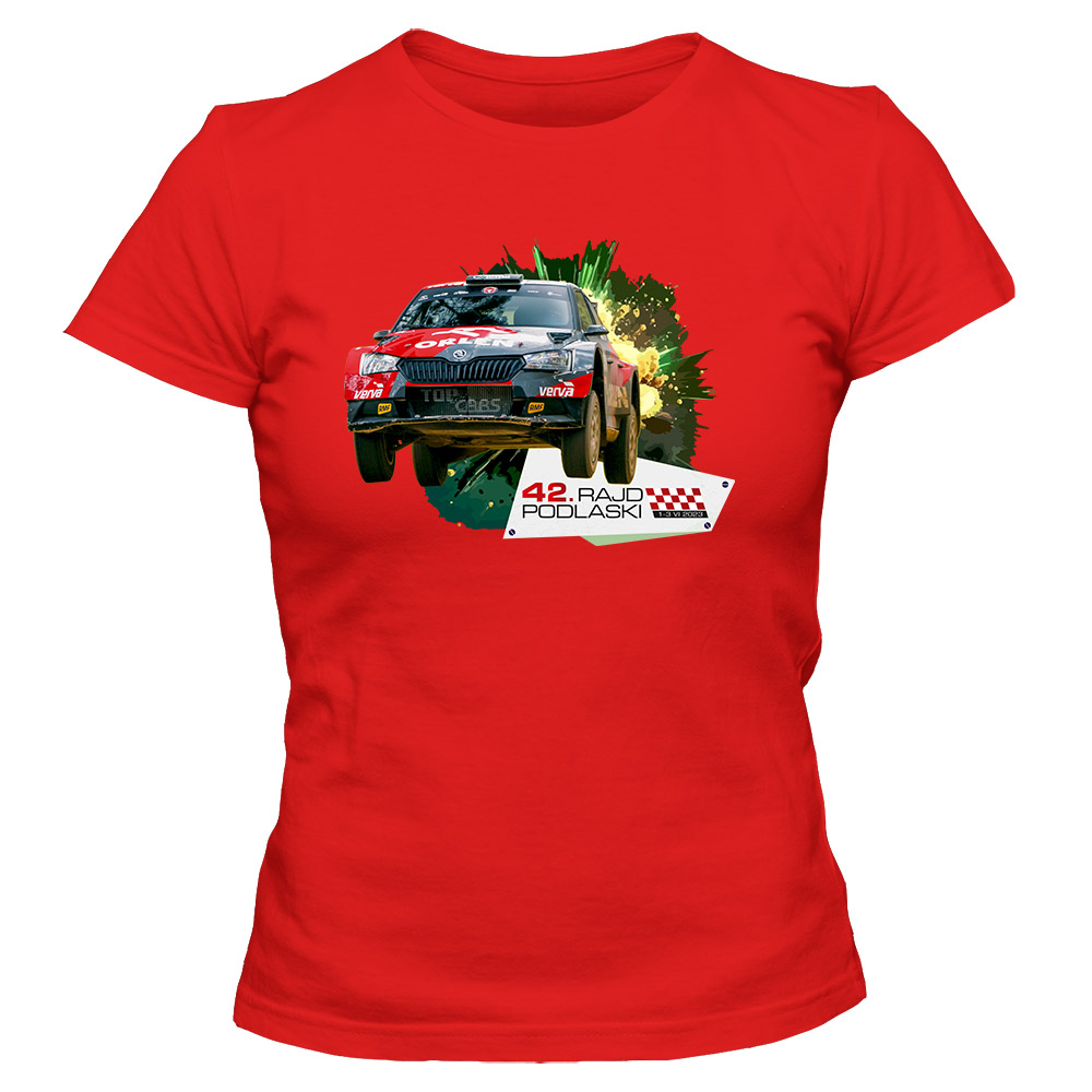 Koszulka damska 42 Rajd Podlaski 02, kolor czerwony