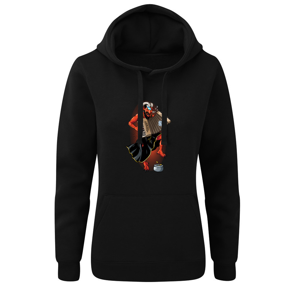 Bluza damska z kapturem z nadrukiem DIABELSKI AKORDEONISTA