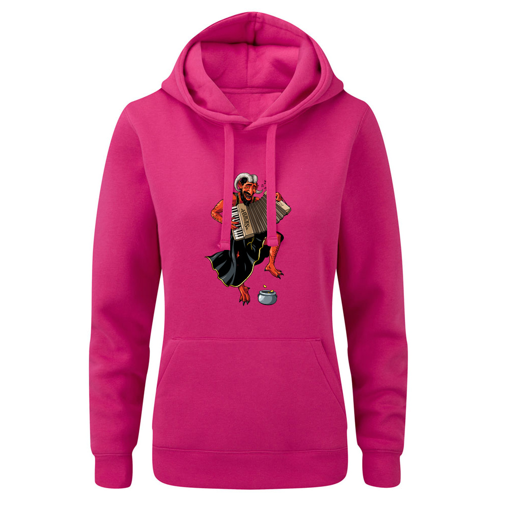 Bluza damska z kapturem z nadrukiem DIABELSKI AKORDEONISTA