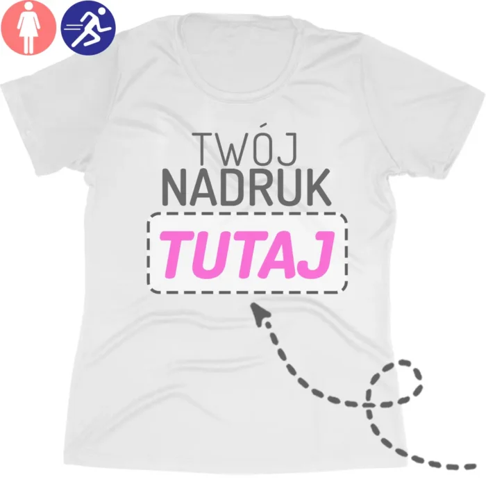 koszulka damska sportowa z własnym nadrukiem, główna grafika