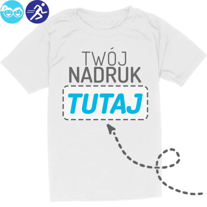 koszulka sportowa dziecięca z własnym nadrukiem, główna grafika