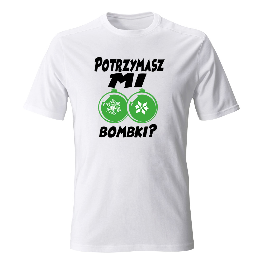 Koszulka świąteczna męska POTRZYMASZ MI BOMBKI