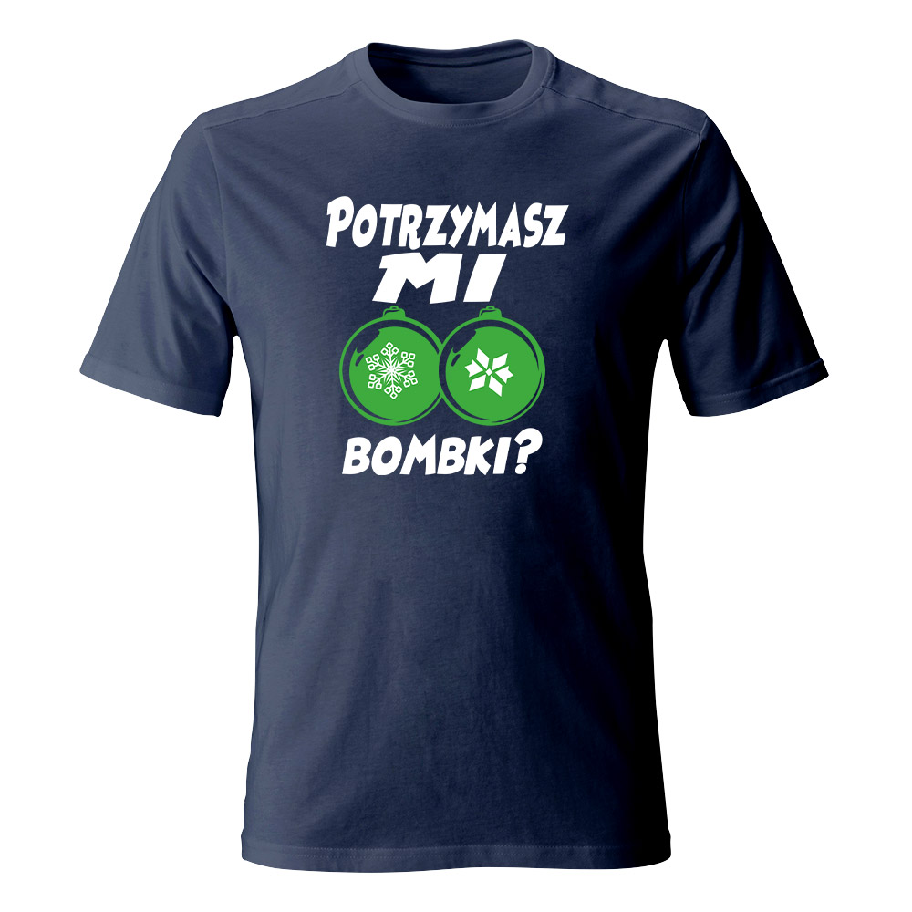 Koszulka świąteczna męska POTRZYMASZ MI BOMBKI