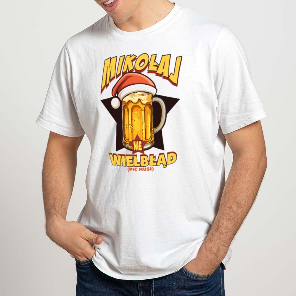 koszulka świąteczna męska Mikołaj nie wielbłąd