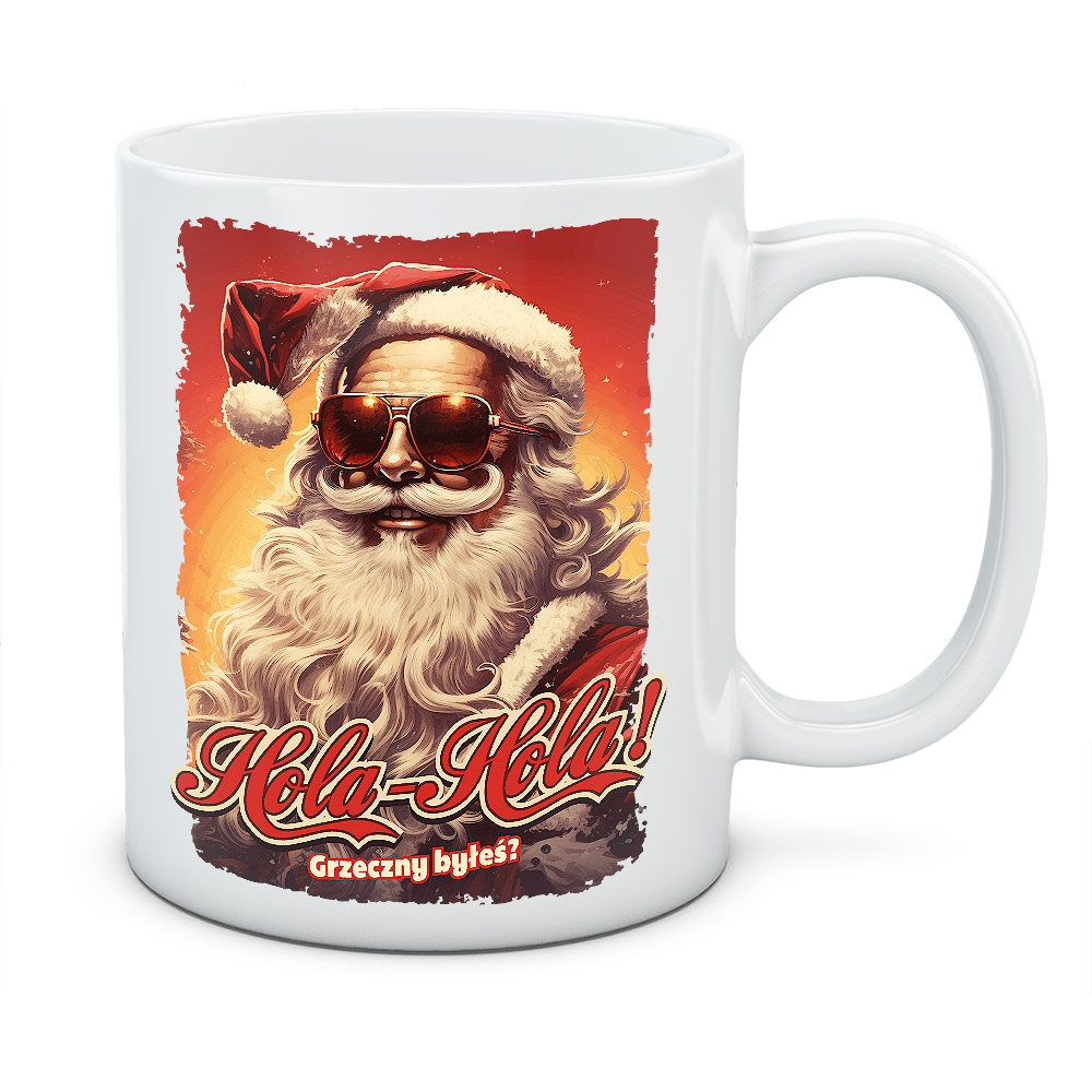 Kubek świąteczny Hola hola, kolor biały