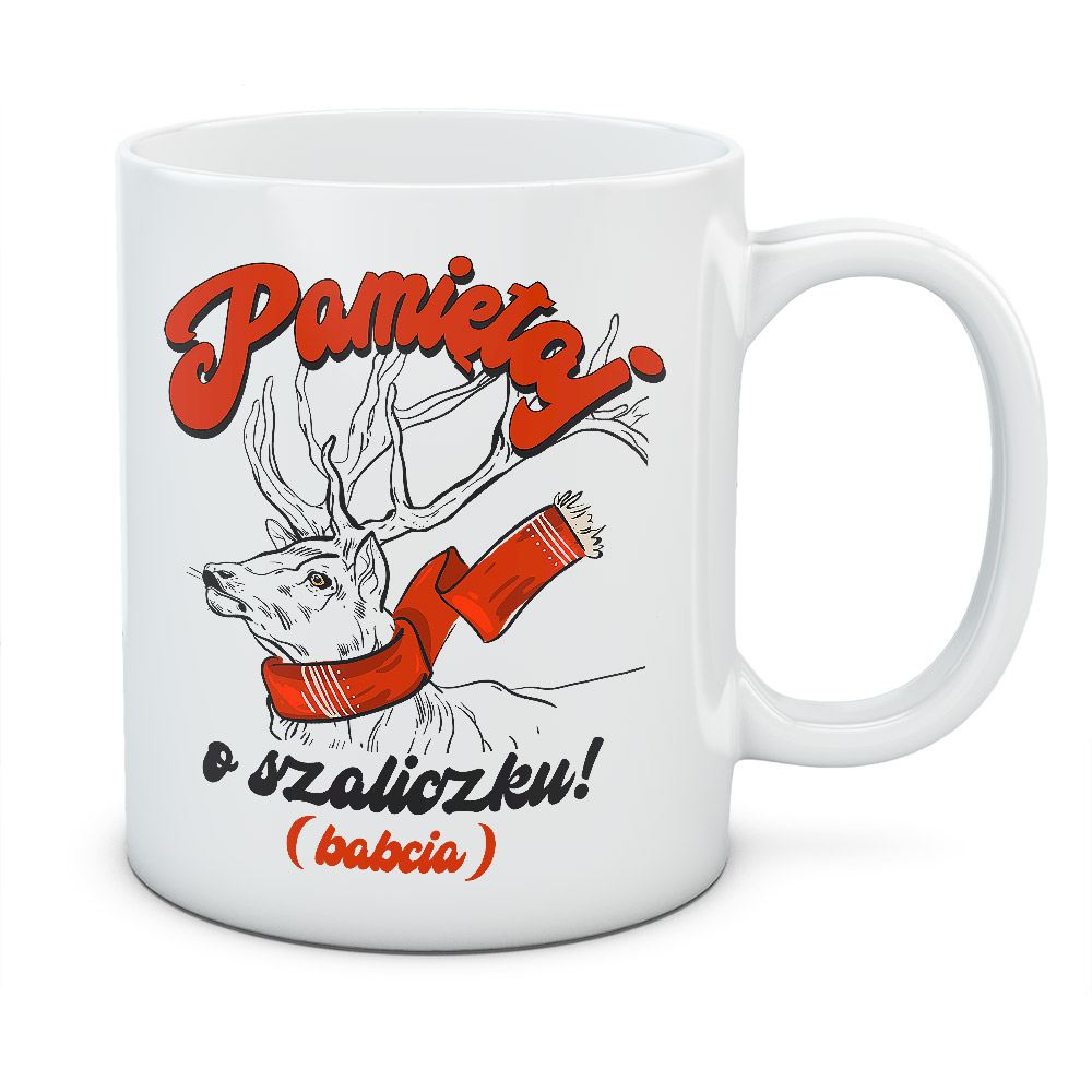 Kubek świąteczny Szaliczek, kolor biały