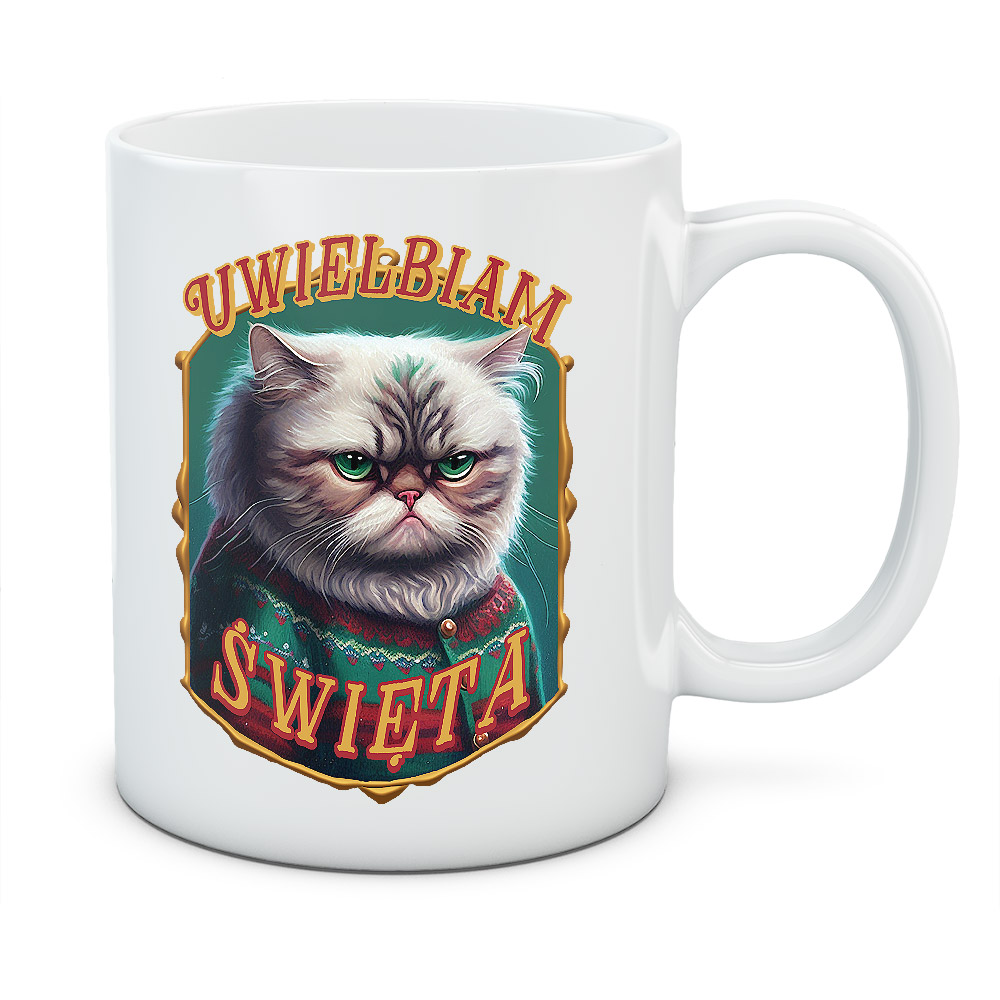 Kubek świąteczny Uwielbiam święta, kolor biały