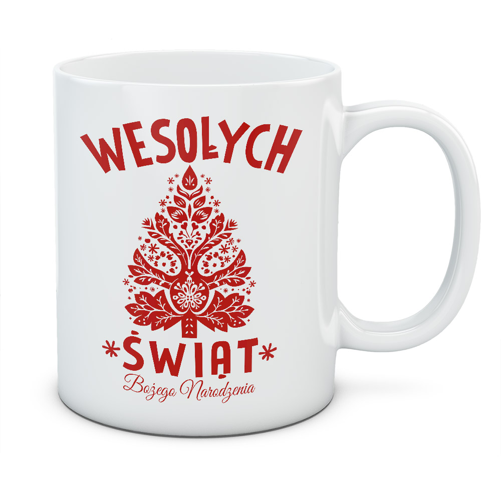 Kubek świąteczny Wesołych świąt, kolor biały