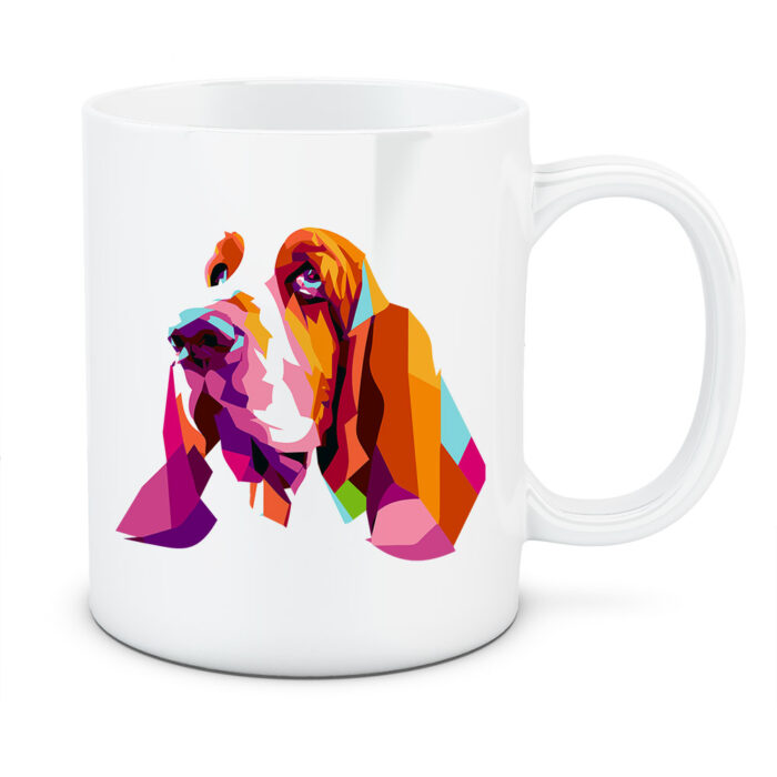 Kubek Basset hound, kolor biały