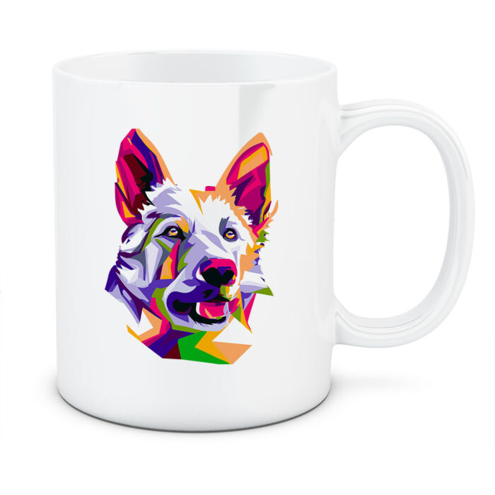 Kubek Biały owczarek szwajcarski, kolor biały