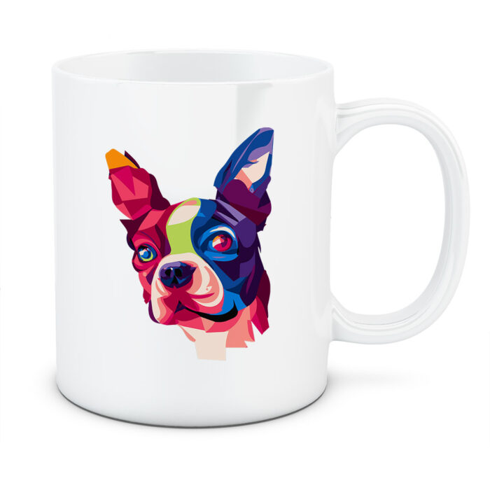 Kubek Boston terrier, kolor biały