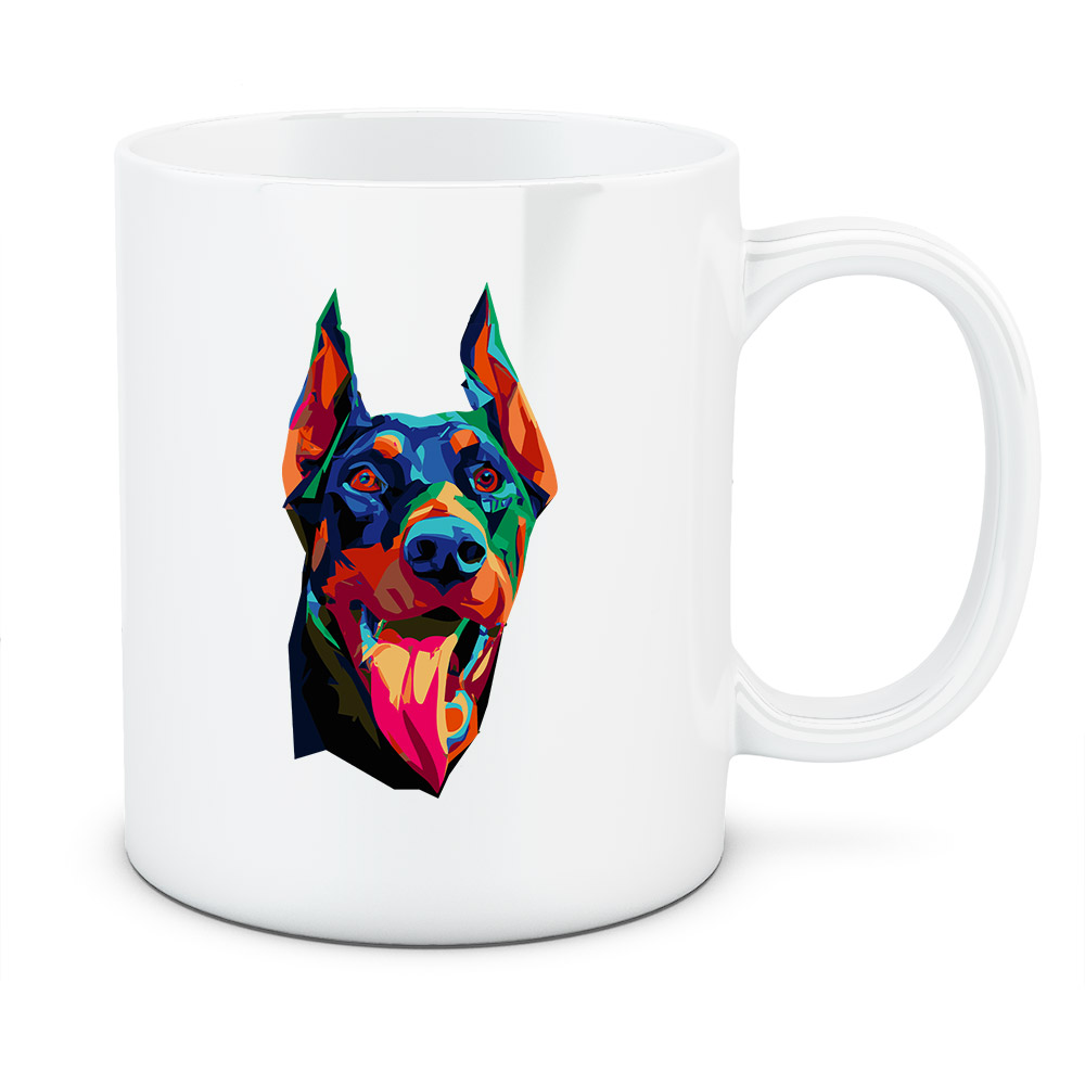Kubek Doberman, kolor biały