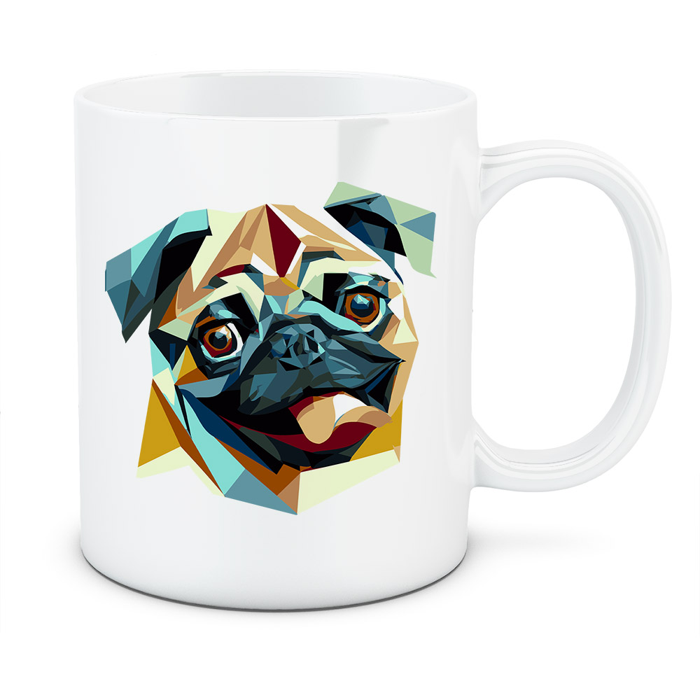 Kubek Mops, kolor biały