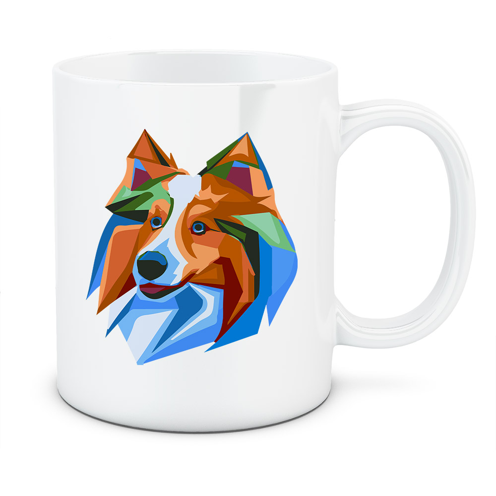 Kubek Owczarek szetlandzki, kolor biały