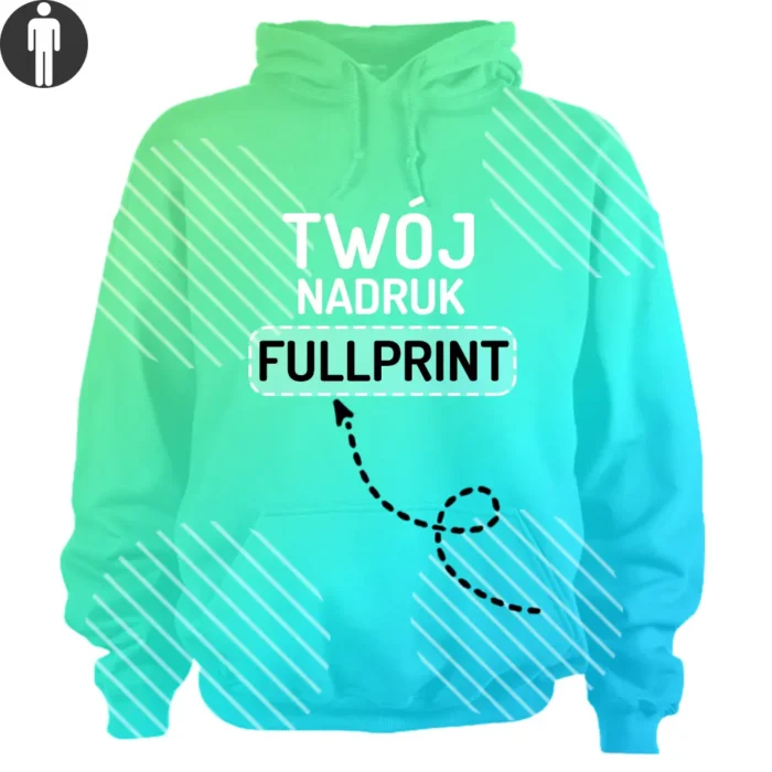 bluza męska z kapturem fullprint z własnym nadrukiem, główna grafika