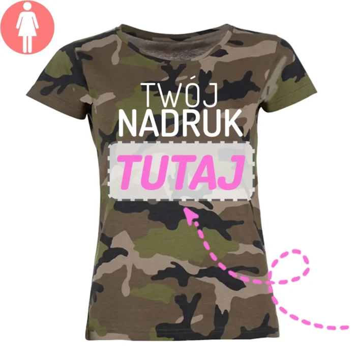 koszulka damska moro z własnym nadrukiem, główna grafika