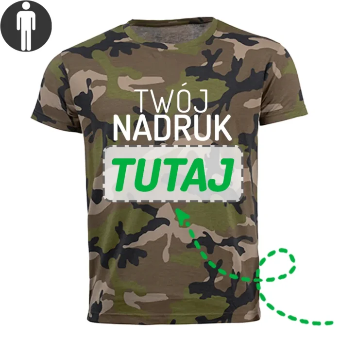 koszulka męska moro z własnym nadrukiem, główna grafika