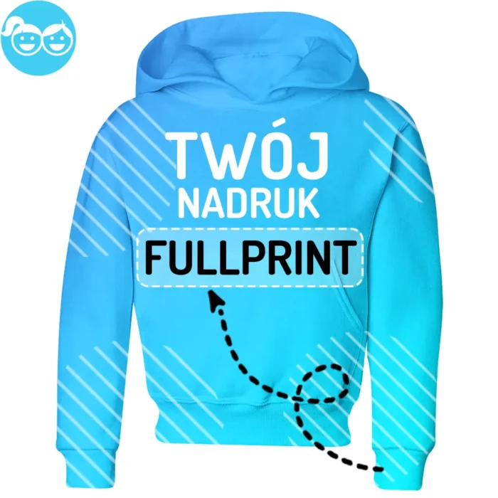 bluza dziecięca z kapturem fullprint z własnym nadrukiem, główna grafika