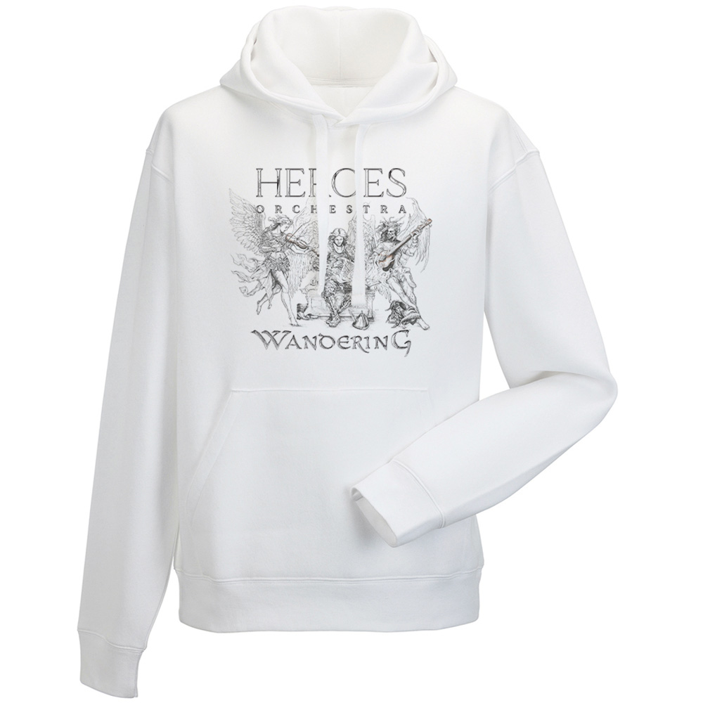 męska bluza z kapturem Wandering, biała