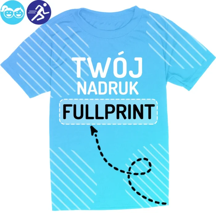 koszulka dziecięca sportowa fullprint z własnym nadrukiem, główna grafika