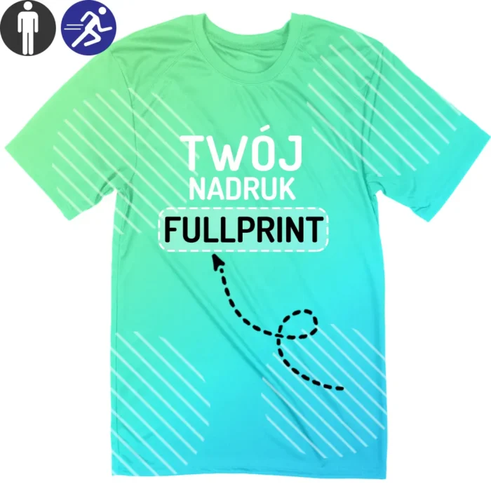 koszulka męska sportowa fullprint z własnym nadrukiem, główna grafika
