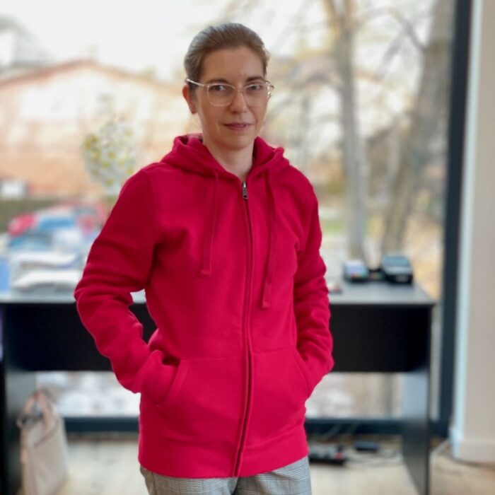 Bluza damska rozpinana z kapturem RUSSELL, czerwona, S