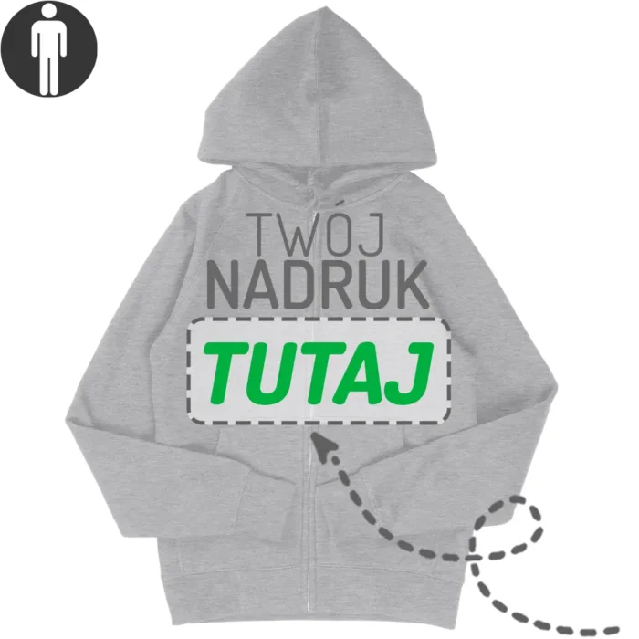 bluza męska rozpinana z akpturem z własnym nadrukiem, główna grafika