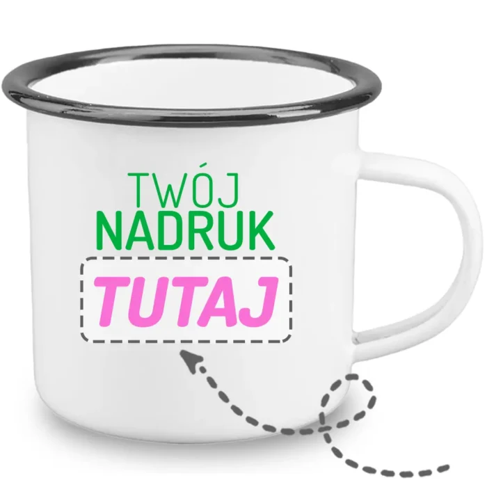 kubek emaliowany z własnym nadrukiem, główna grafika